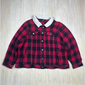 Torrid Red Buffalo Plaid Faux Shearling Collar Trucker Lumberjack Chic Jacket 4X